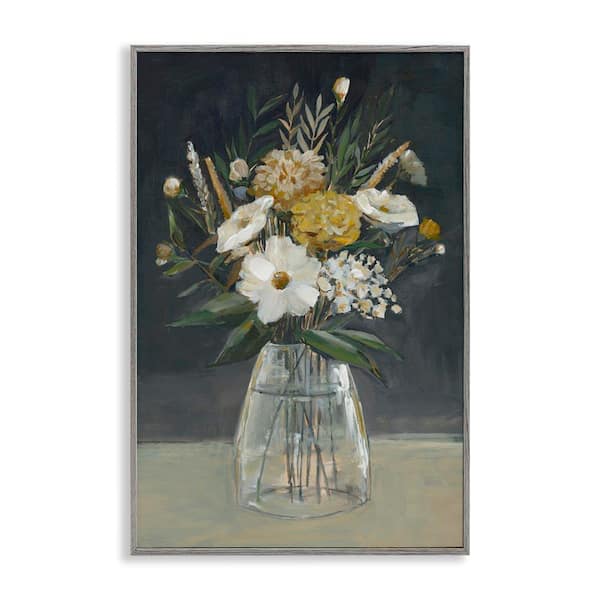 Stupell Industries Earthy Blooms Still Life by Hannah Dawson Gray Framed Nature Giclee Art Print 18 in. x 12 in.