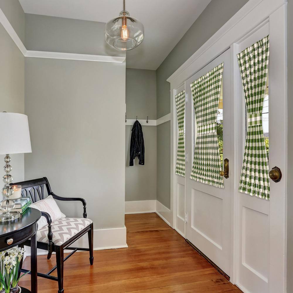 Sage Buffalo Check Light-Filtering Cotton Polyester Door Curtain Panel