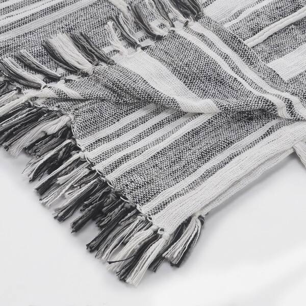 0623-9 BLANKET / STRIPE ブランケット/ストライプ Gemma Textured Navy Blue/White Horizontal Striped All