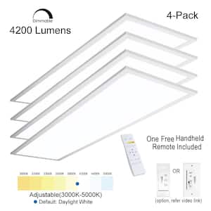 1 ft. x 4 ft. 4200LM 400W Equivalent White Dimmable Color CCT Thin Aluminum Integrated LED Panel Light Troffer (4-PK)