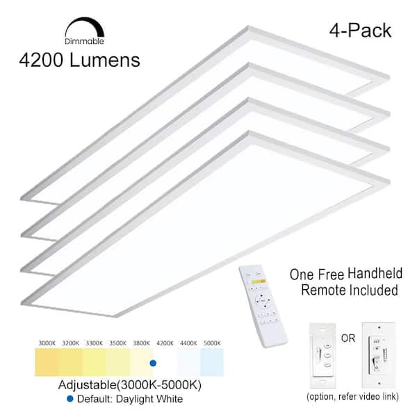 1 ft. x 4 ft. 4200LM 400W Equivalent White Dimmable Color CCT Thin Aluminum Integrated LED Panel Light Troffer (4-PK)