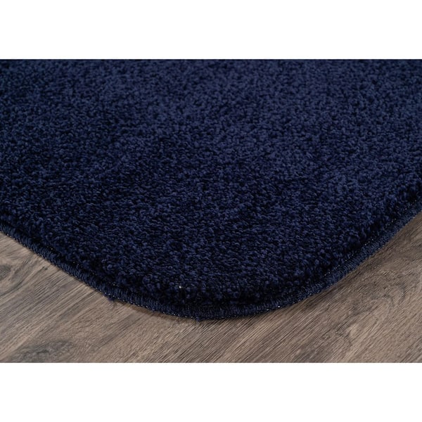 Sedona Navy Blue Solid Color Plush Polypropylene Rectangle 4 Piece Bath Rug Set