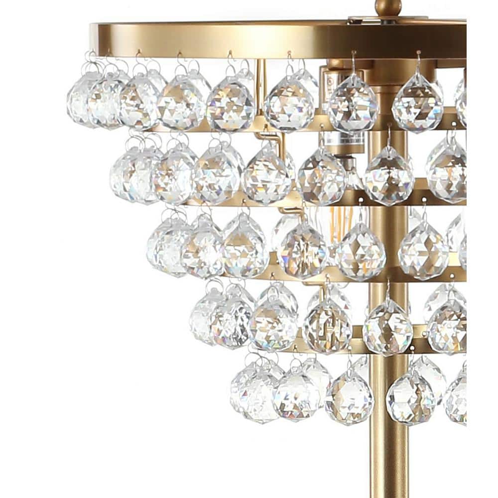 Jemma 60" Antique Gold Crystal LED Floor Lamp with Clear Shade