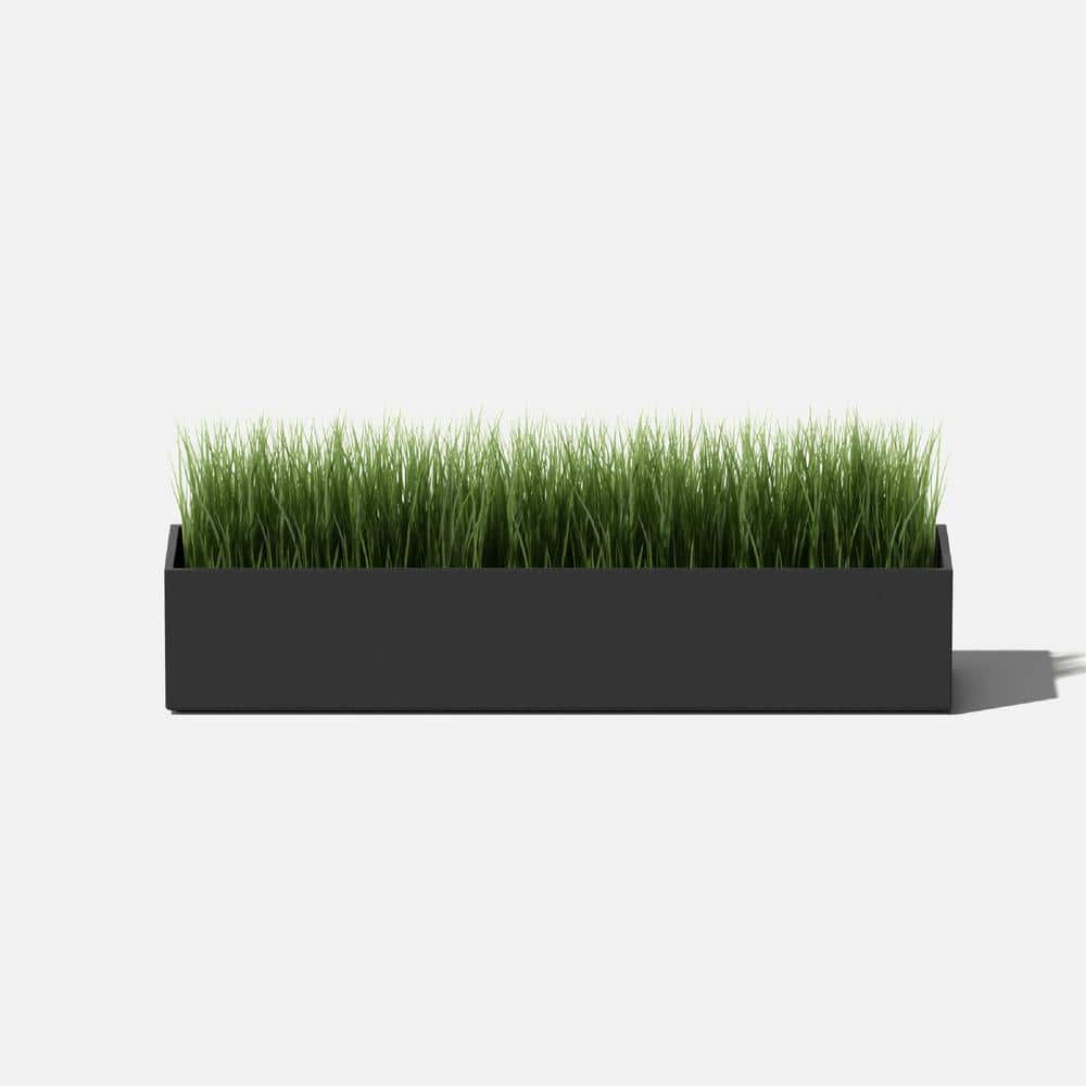 Black Plastic-Stone Composite Rectangular Planter Box