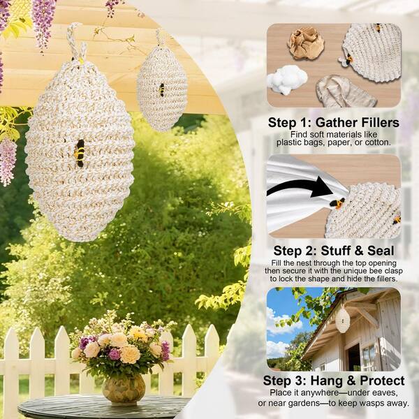 N/A Outdoor Wasp Trap with Realistic Cocoon-Shaped Handwoven Decoy