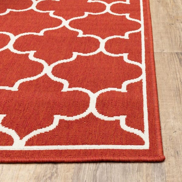 Bernadette Red 5 ft. x 8 ft. Unthemed Woven Abstract Polypropylene Rectangle Area Rug