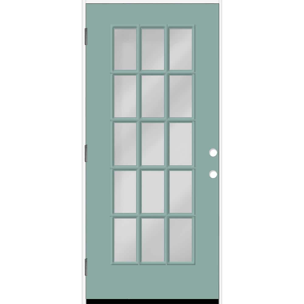 Reliant 32 in. x 80 in. Full Lite 15L SDL Clear Glass RHOS Quarry Finish Fiberglass Prehung Front Door 6-9/16 Jamb price history on PriceWatchPro