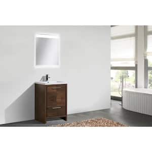 Dolce 24 in. W Bath Vanity in Rosewood with Reinforced Acrylic Vanity Top in White with White Basin