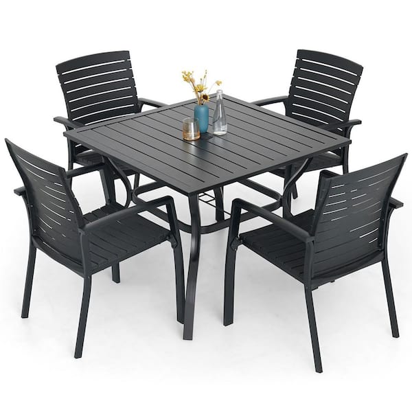 Anmutig 5-Piece Metal Patio Dining Set with Aluminum Frame Chairs