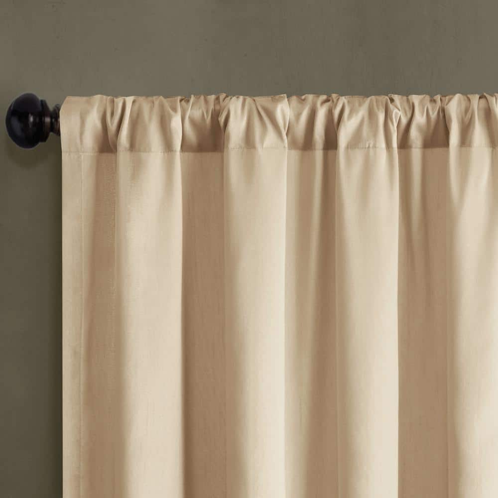White Faux Silk Embroidered Branch Puddle Length Curtain Panel