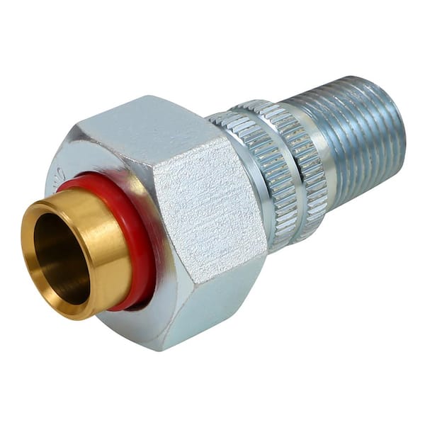 PLUMBFLEX 3/4 in. x 1/2 in. Male x Sweat Dielectric Union Zinc Coated Steel x Brass Union Fitting