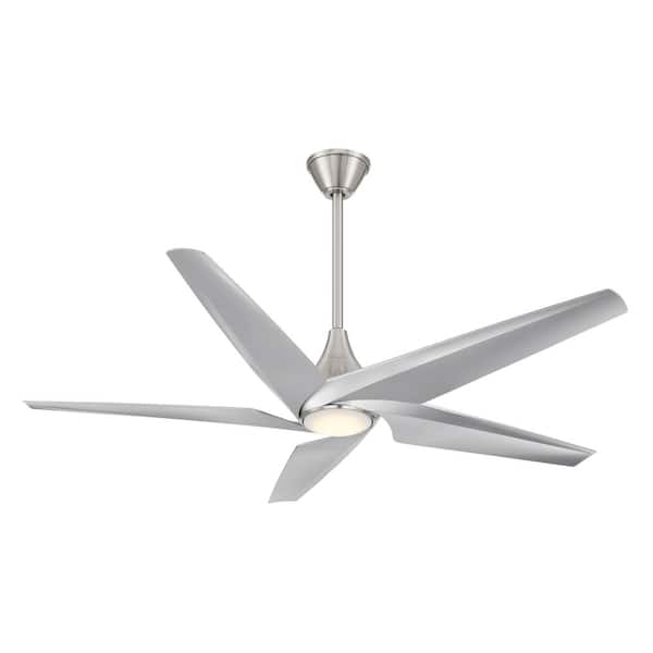 Switch-5 60 in. Smart Indoor Brushed Nickel Dual Mount Ceiling Fan with Integrated LED, Remote Control Included
