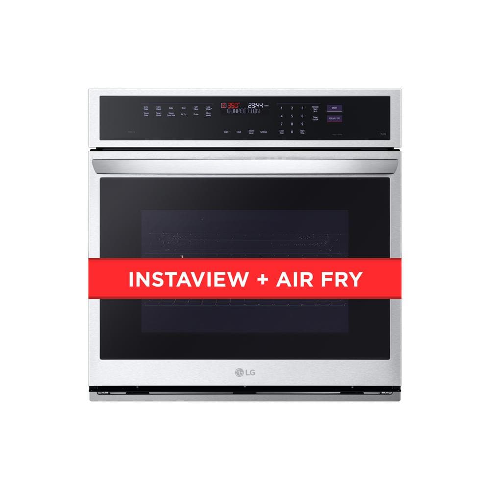 4.7 cu. ft. 29.75 W Smart Single Electric Wall Oven with True Convection InstaView Air Fry Steam in Stainless Steel