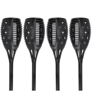 43 in. Solar Flickering Flame Torch Lights Outdoor Path Lighting Waterproof for Garden Yard Patio 4 Pack