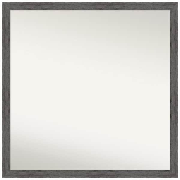 Amanti Art Pinstripe Plank Grey Thin 28 in. W x 28 in. H Non-Beveled Bathroom Wall Mirror in Gray