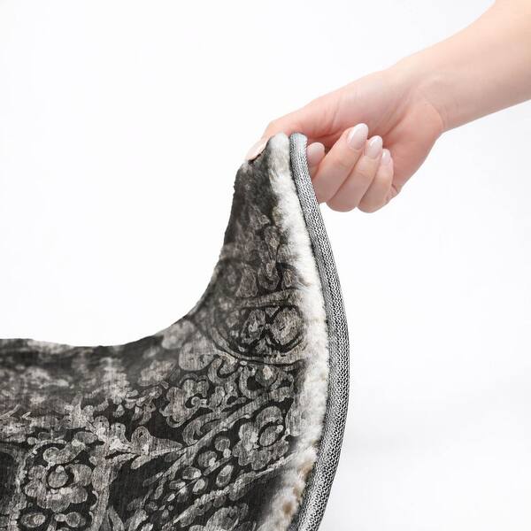 Dream Shag Premium Machine Washable Abstract ADS835 Black 8 ft. x 10 ft. Area Rug