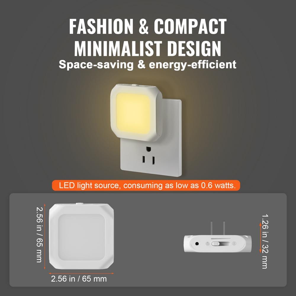 White Polycarbonate LED Night Light with Mobile Control, 2-Pack