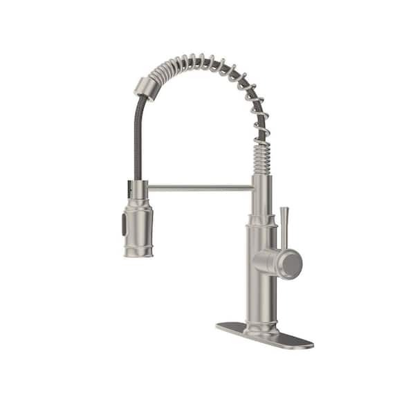 Nestfair Single Handle Pull Down Sprayer Kitchen Faucet in Brushed Nickel
