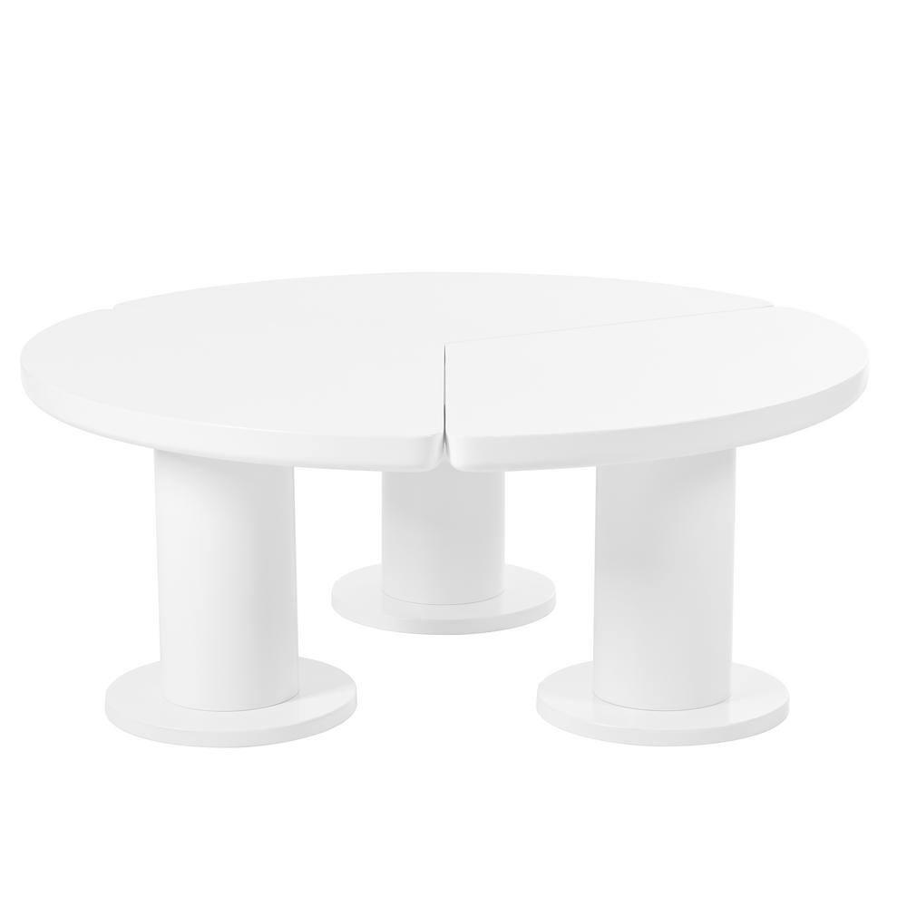 White Round Petal-Shaped Outdoor Coffee Table with 3 Thick Legs, End Table 