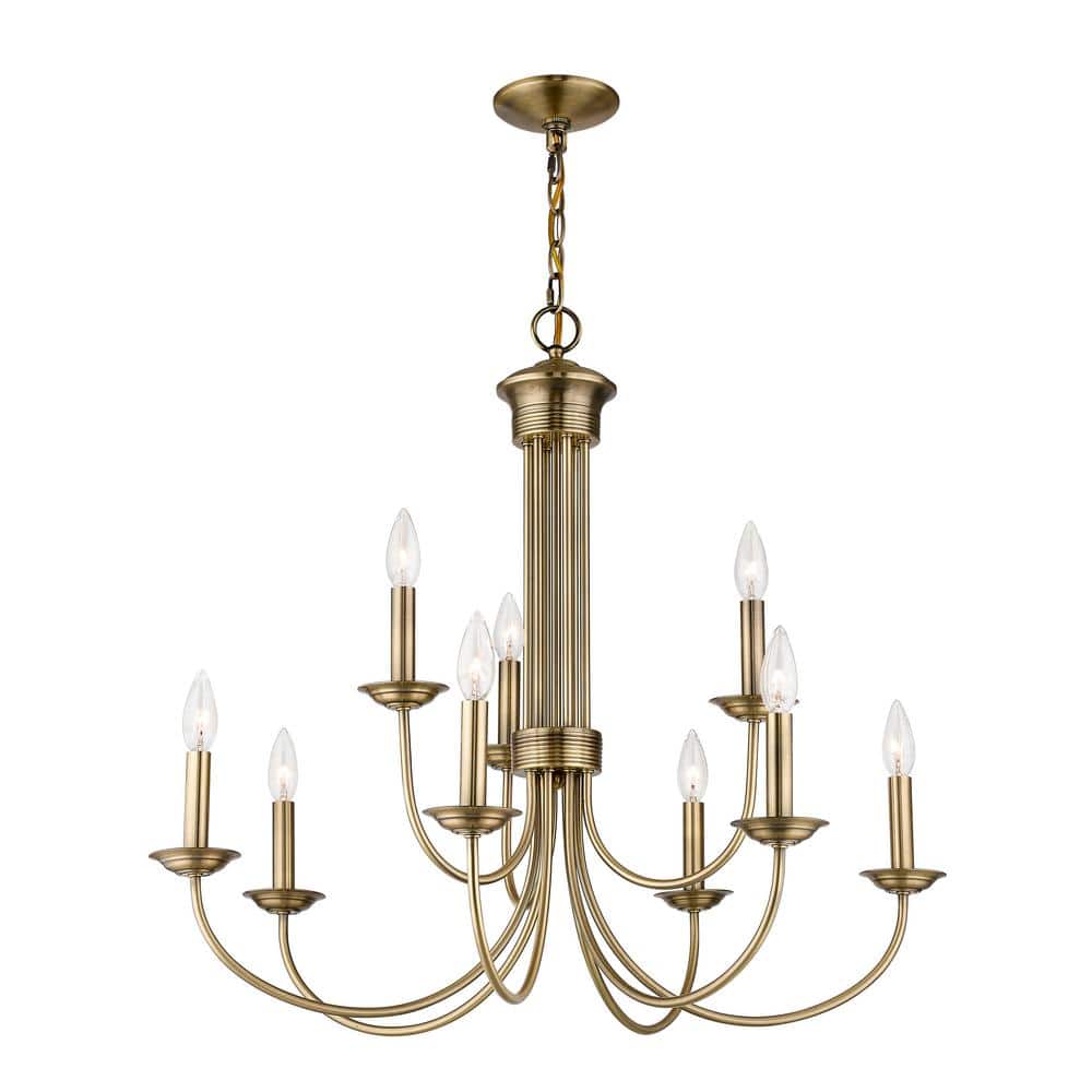Antique Brass 9-Light Candle Style Chandelier