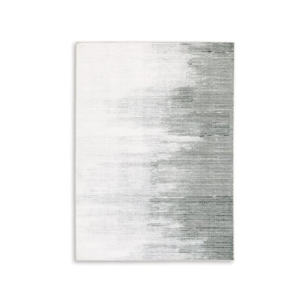 Mili Gray, White and Black 5 ft. x 7 ft. Geometric Area Rug
