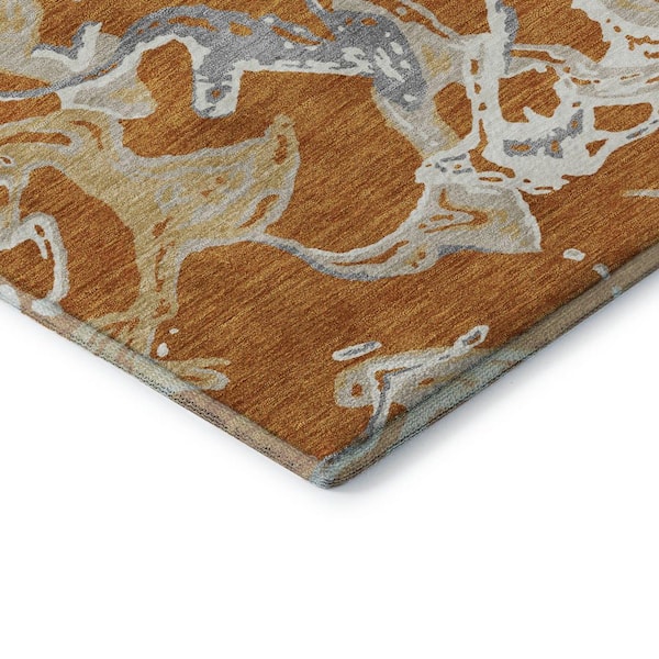 Mayfield Premium Machine Washable Abstract AMF1035 Copper 5 ft. x 7 ft. 6 in. Area Rug