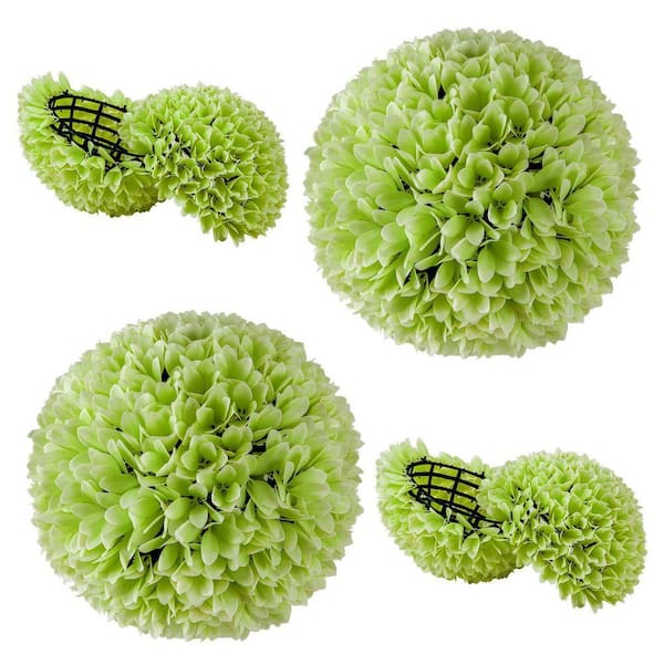 11 in. Green Artificial Topiary Boxwood Flower Balls Plant for In-Outdoor Decoration (2-Pieces)