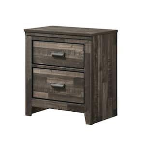 Brown 2-Drawer 15.8 in. Wooden Nightstand