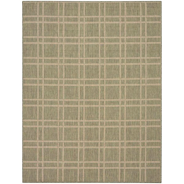 Horizon Indoor/Outdoor Green 9 ft. x 12 ft. Geometric Contemporary Area Rug