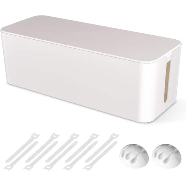 Cable Management Box 1.33 ft. Cord Organizer Box to Hide Power Under Desk Computer Wires Cables for Home/Office(White)