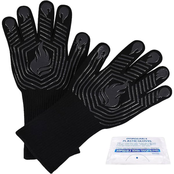 Primehome Resistant Gloves Made from Premium Cowhide Leather for BBQ and Fireplace Use