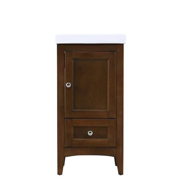 Unbranded Simply Living 18 in. Single Bathroom Vanity in Antique Coffee with Resin Vanity Top in White