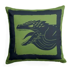 Game of Thrones Year of the Dragon Green Dragon 18 in. x 18 in. Printed Multi-Color Throw Pillow