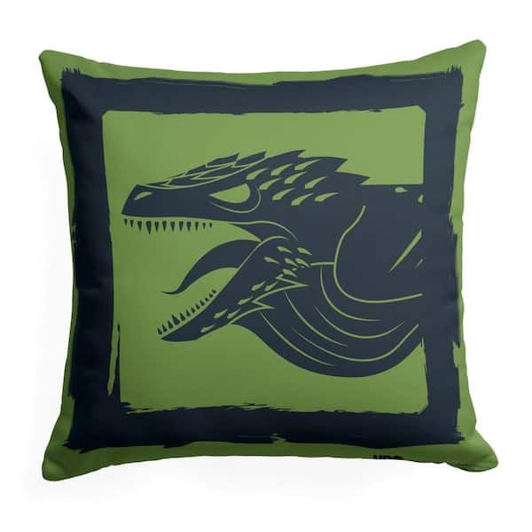 THE NORTHWEST GROUP Game of Thrones Year of the Dragon Green Dragon 18 in. x 18 in. Printed Multi-Color Throw Pillow