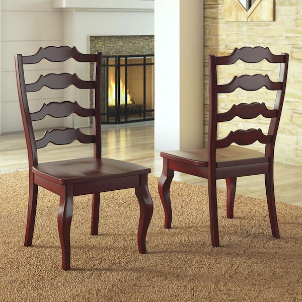 Antique Berry French Ladder Back Wood Dining Chairs (Set Of 2)