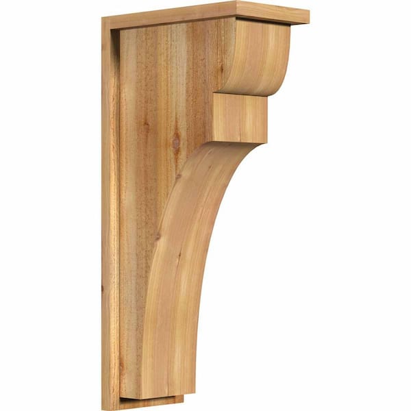 Ekena Millwork 8 in. x 14 in. x 30 in. Western Red Cedar Yorktown Rough Sawn Corbel with Backplate