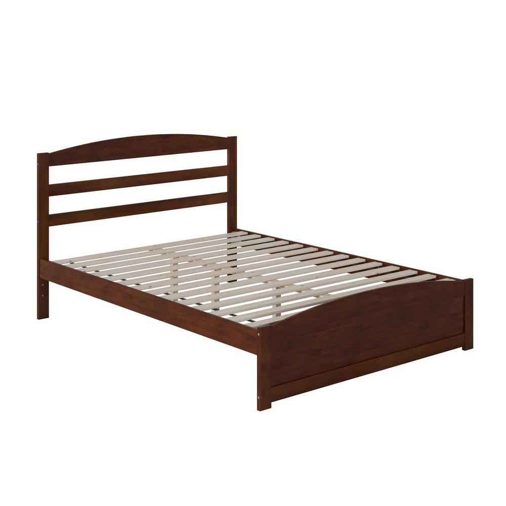 Warren Walnut Queen Platform Bed with Slatted Headboard