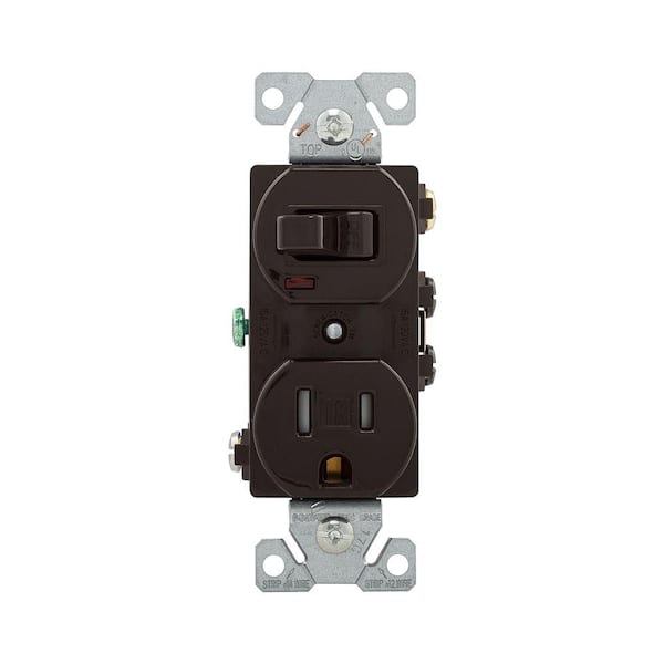 Eaton 15 Amp 120-Volt 5-15 3-Wire Combination Receptacle and Toggle Switch - Brown