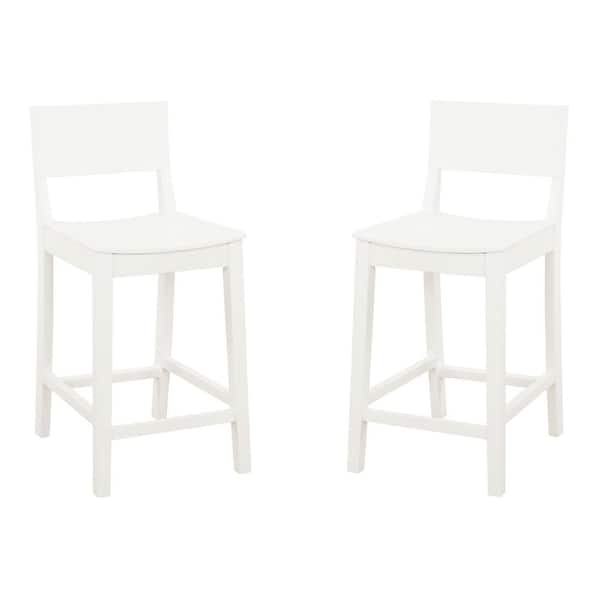 Linon Home Decor Parker 23.75 in. White Low Back Wood Counter Stool with Wood Seat (Set of 2)