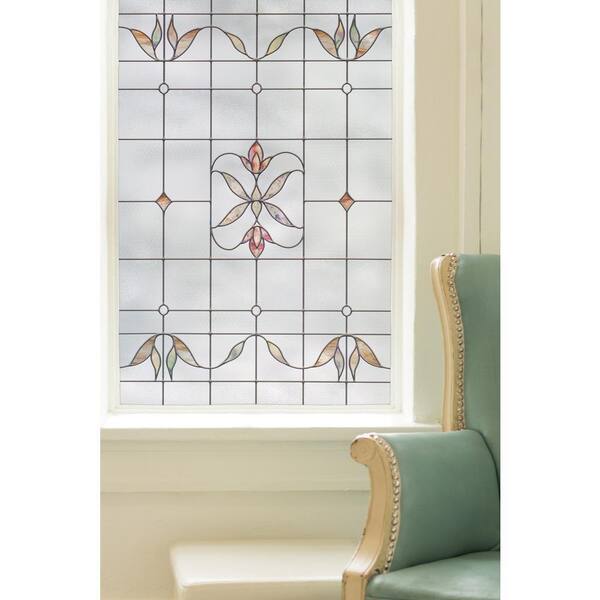 Artscape Leaf Privacy Window Film Decor Floral Stained Glass Textured 24 x 36 In 