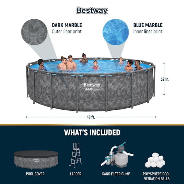 APX 365 18 ft. Round 52 in. Deep Above Ground Pool Set
