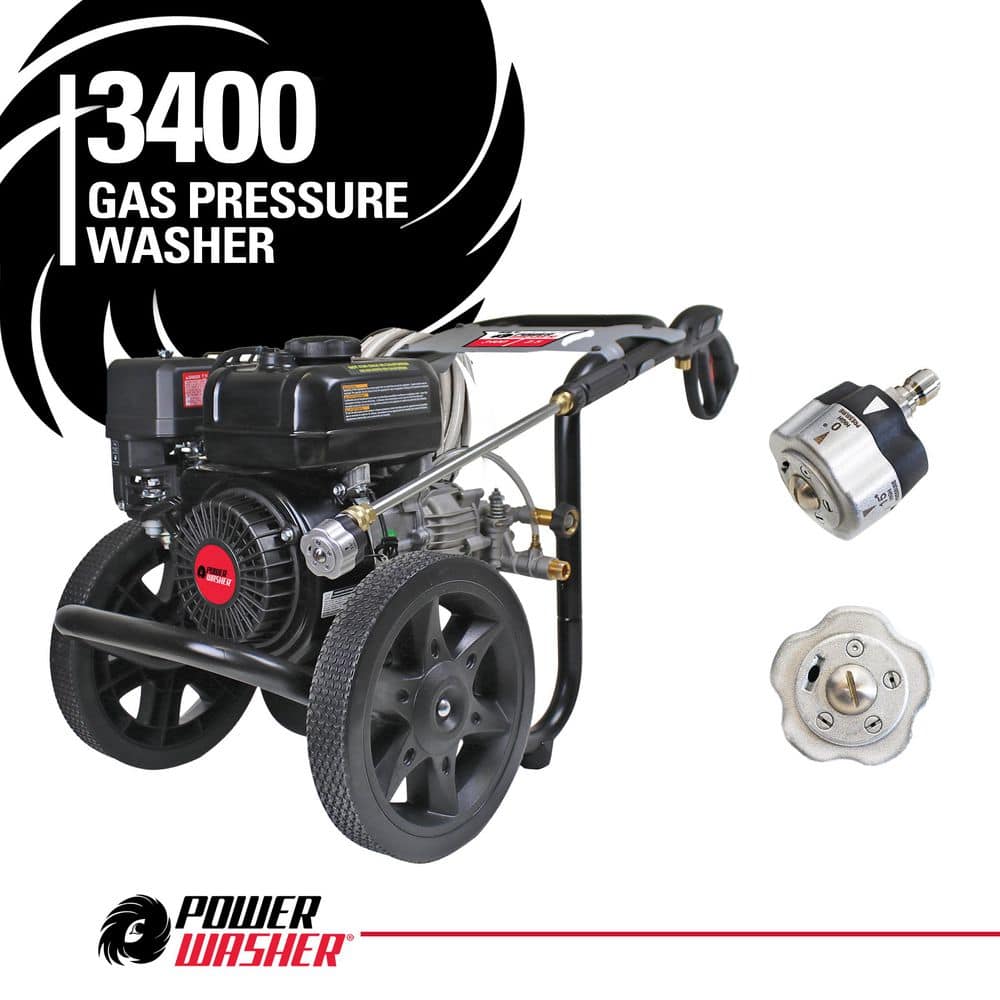 Powerwasher 3400 PSI 2.5 GPM Gas Pressure Washer, 5 in 1 Nozzle, Soap ...
