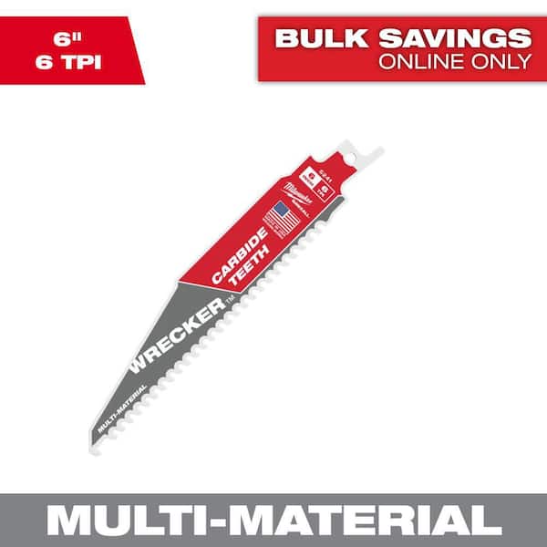 Milwaukee 6 in. 6 TPI WRECKER Carbide Teeth Multi-Material Cutting SAWZALL Reciprocating Saw Blade (1-Pack)