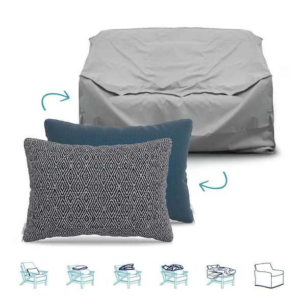 Unbranded Pillow-To-Cover 16 in. x 24 in. Capra Indigo/Meridian Twilight Pillow Loveseat Cover