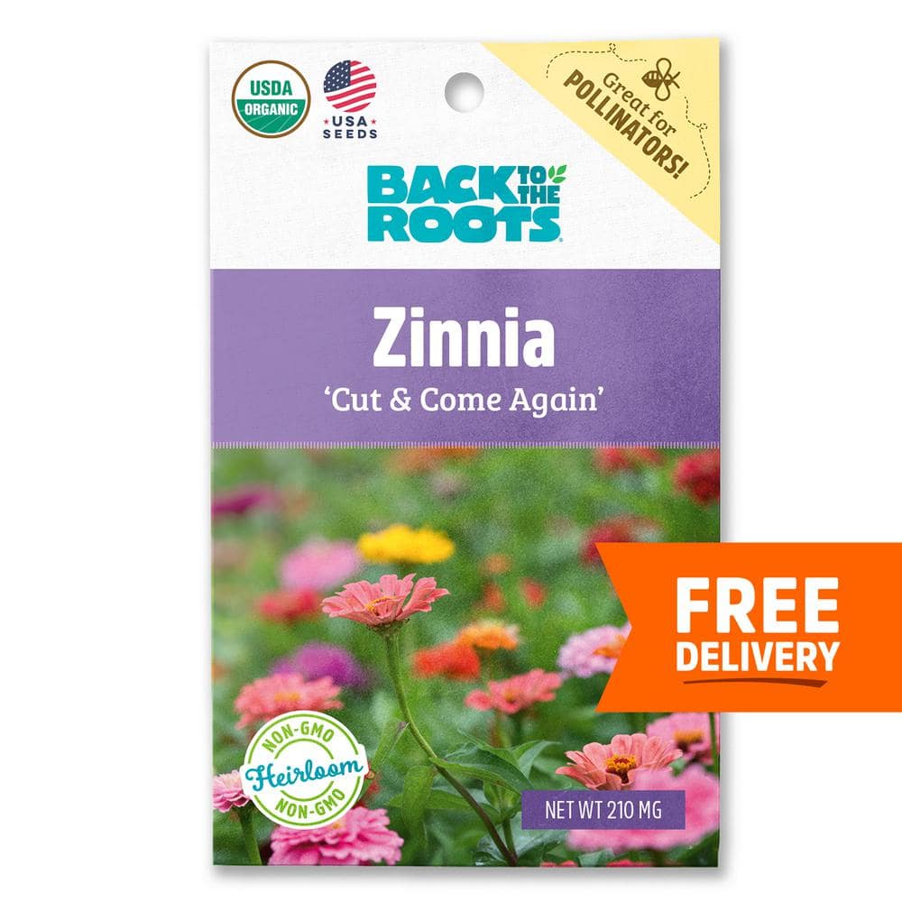 Back to the Roots Organic Zinnia Cut and Come Again Gardening Seeds ...