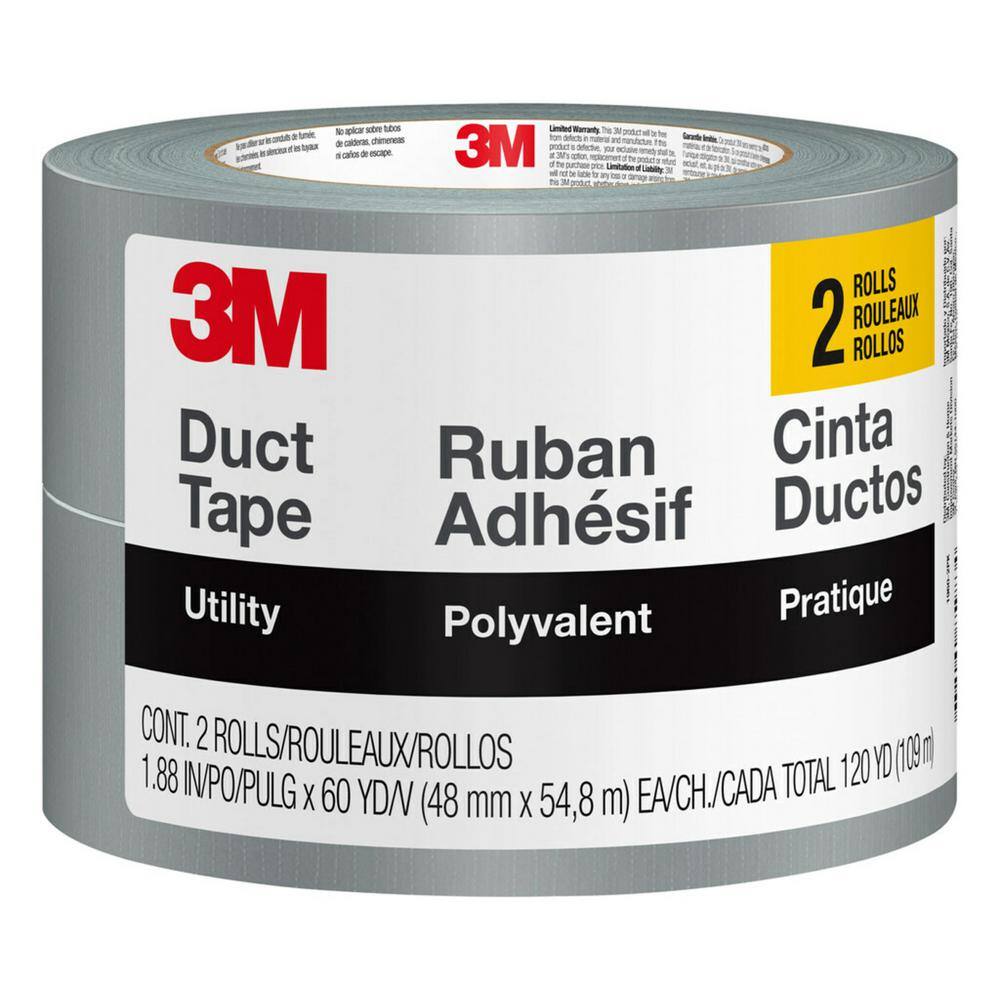 3M 1 88 In X 60 Yds Utility Duct Tape 2 Rolls Pack 1960 2PK The 