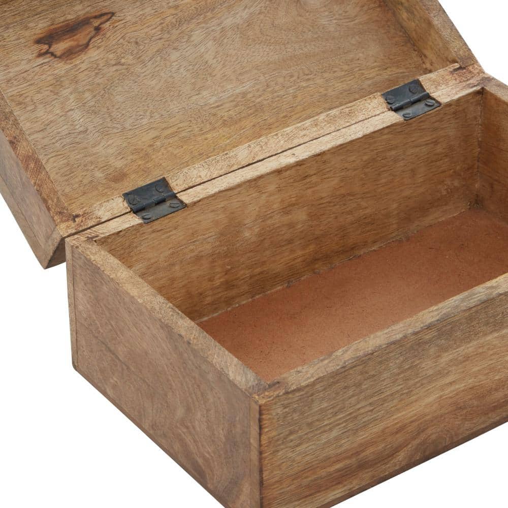 Rustic Mango Wood Floral Carved Lidded Box Set