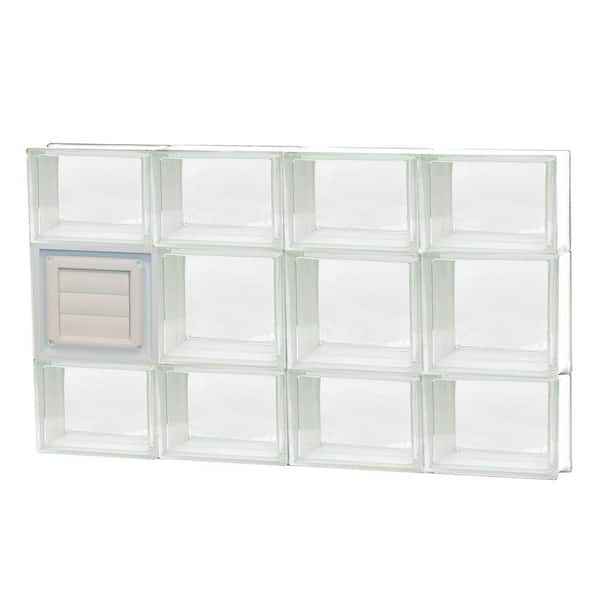 Clearly Secure 31 in. x 19.25 in. x 3.125 in. Frameless Clear Glass Block Window with Dryer Vent