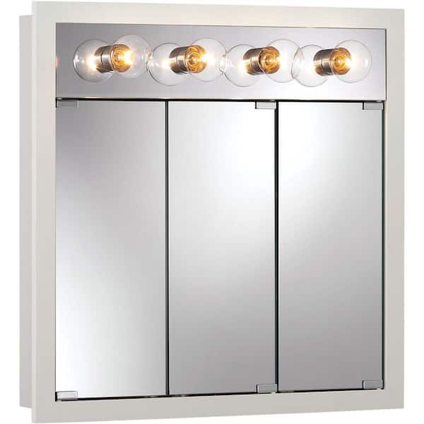 Broan-NuTone Granville 30 in. Surface Mount Medicine Cabinet in Classic White with Four Bulb Light-DISCONTINUED