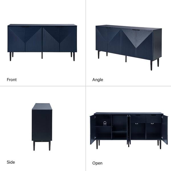 JAYDEN CREATION Kordt Navy Modern 63 in. W 4-Door Wood Sideboard